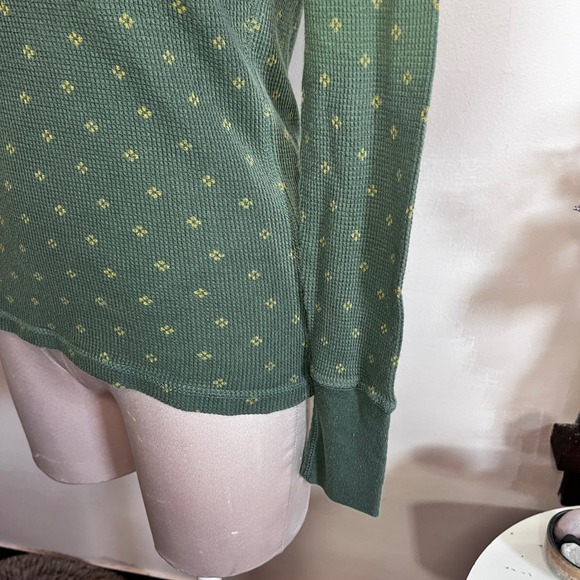 Mossimo Supply Co Y2K Womens Green Waffle Knit Thermal Scoop Neck Top Size M - Picture 3 of 10